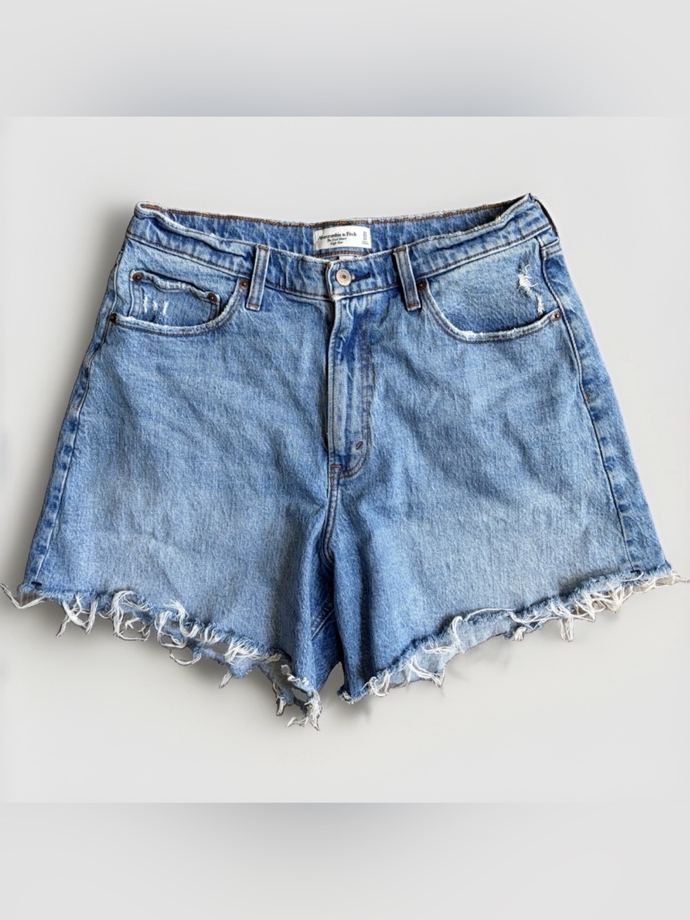 Abercrombie & Fitch Curve Love High Rise Dad Shorts Women 31/12 Raw Hem Cut Off